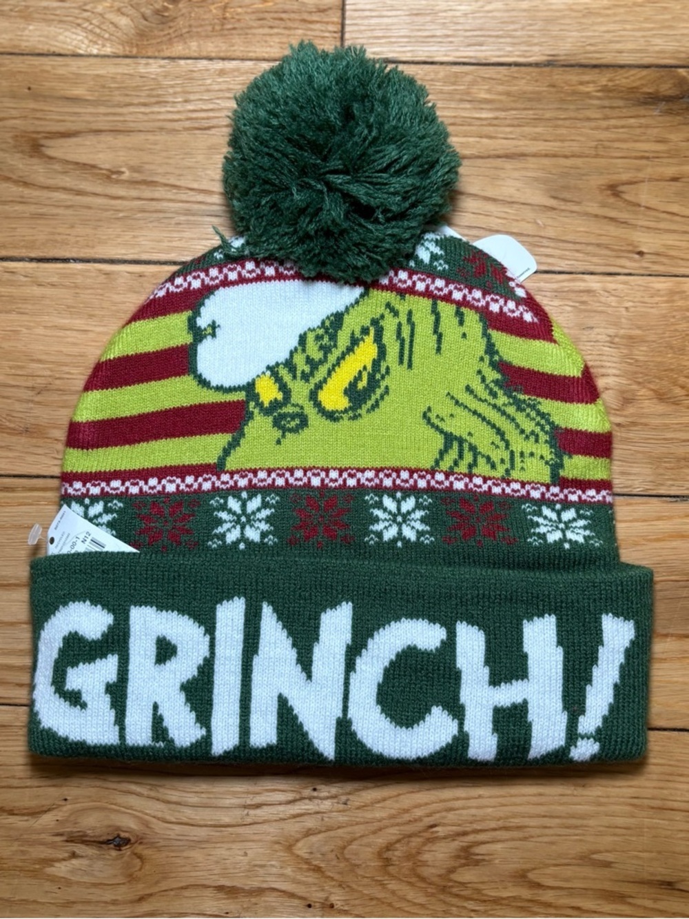 Dr Seuss Grinch Christmas Beanie Hat Pom Pom NWT Holiday Winter - Picture 2 of 2